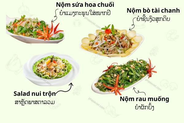 ຄຳສັບກ່ຽວກັບອາຫານປະເພດກ້ອຍ ( ຍຳ ) ແລະ ສາຫຼັດໃນພາສາຫວຽດ